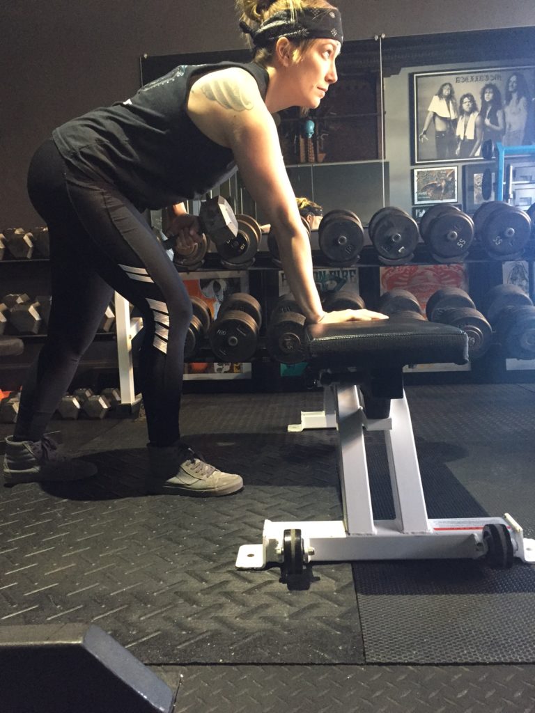 reverse split stance bent over row